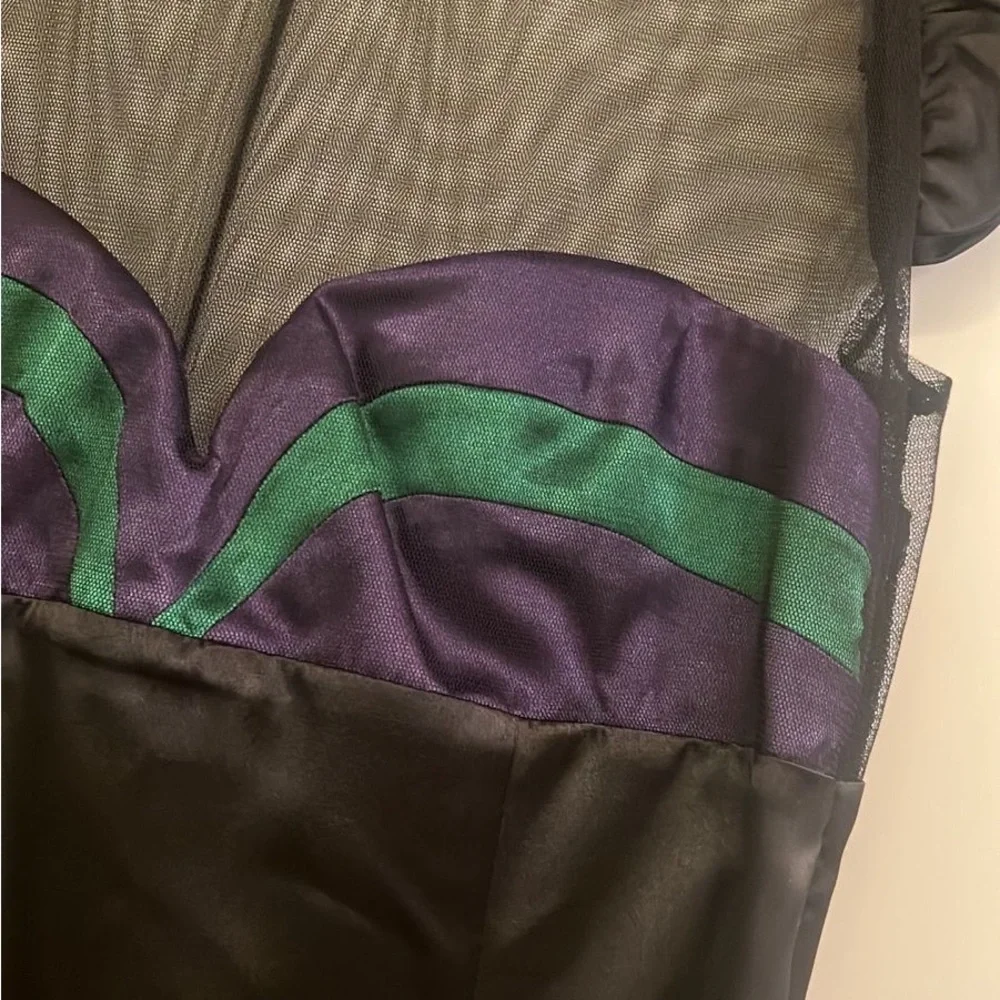 Y2K Black and Purple sheer Ruffled short sleeve blouse Blouse size 8 - Picture 4 of 6